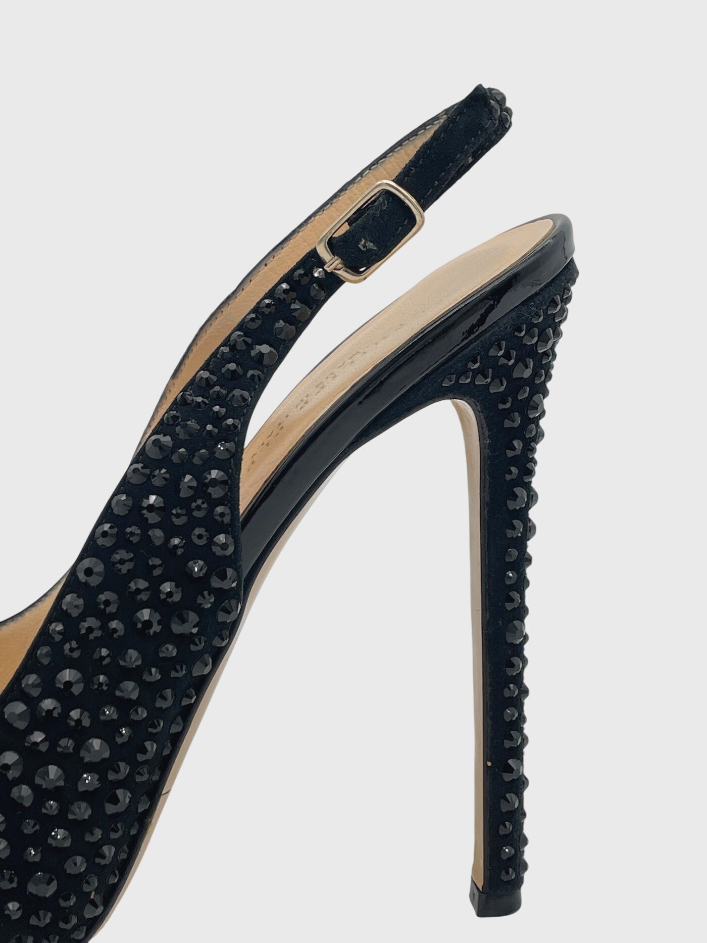 Philipp Plein Crystal Embellished Peep Toe Slingback EU 39 Schwarz