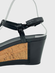 Prada Cork Wedge Sandale mit Absatz EU 38.5 Schwarz