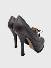 Prada Patent Leather Lace-Up Plateau Pump EU 40 Braun