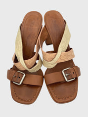 Jil Sander Croc-Embossed Buckle Sandale mit Absatz EU 39.5 Beige