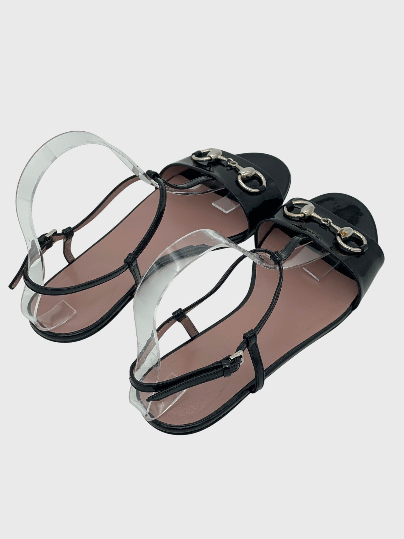 Gucci Horsebit T-Strap Flache Sandale EU 36 Schwarz