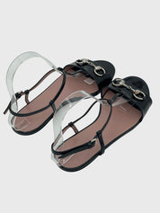 Gucci Horsebit T-Strap Flache Sandale EU 36 Schwarz
