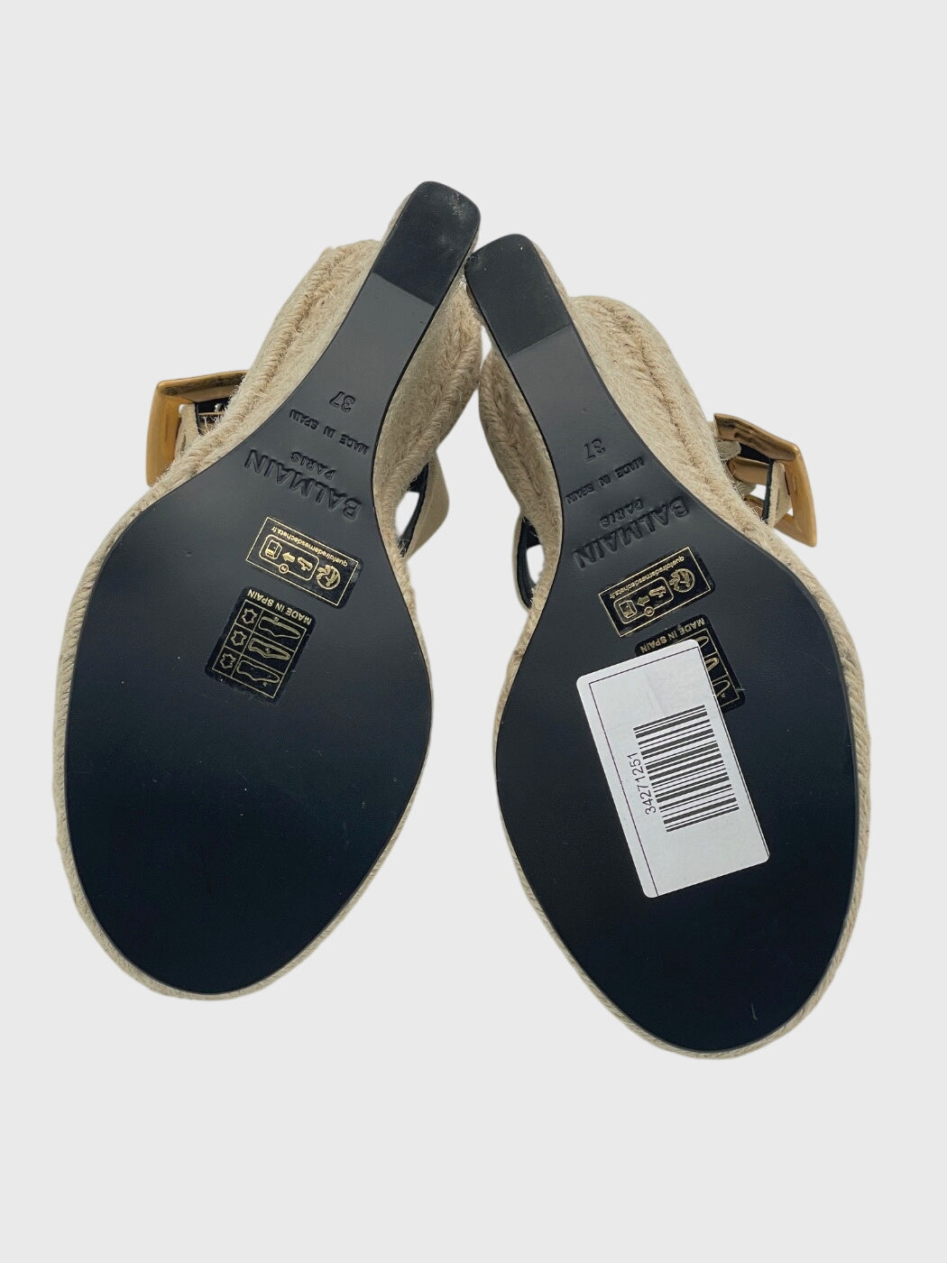 Balmain Anthem Wedge Sandale mit Absatz EU 37 Beige - Image 10