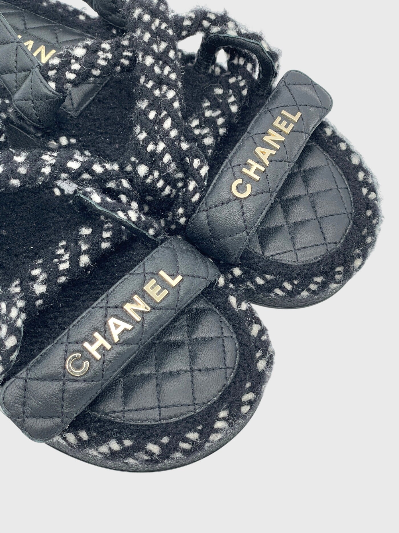 Chanel Cord Lambskin Flache Sandale EU 38 Mehrfarbig