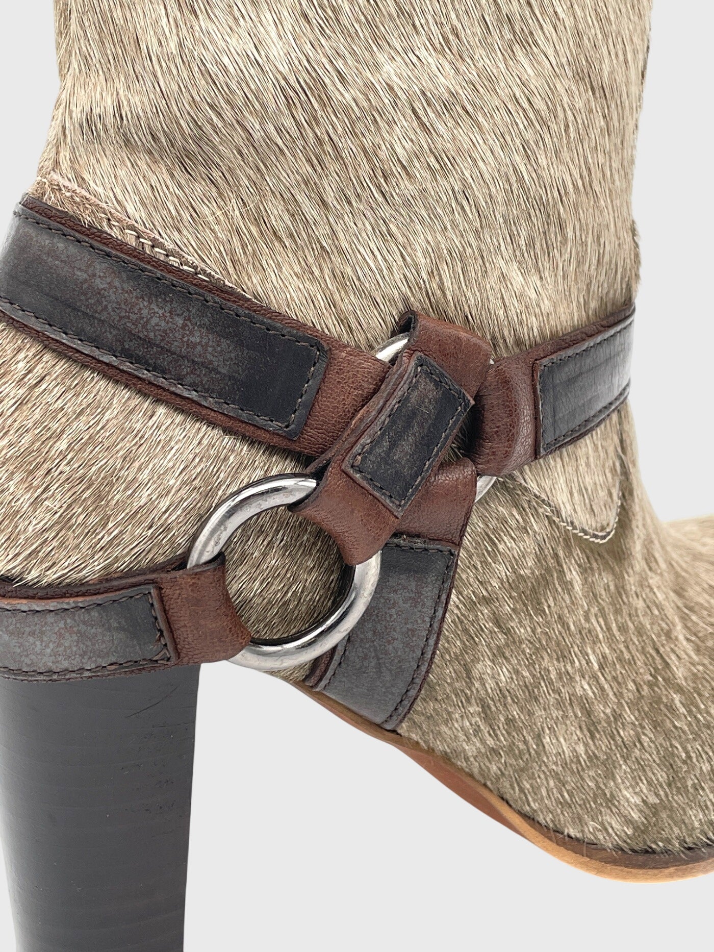 Floris van Bommel  Ponyhaar Ankle Boot EU 37 Beige
