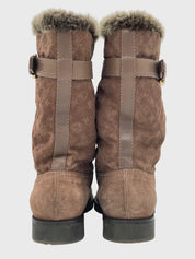 Louis Vuitton Monogram Suede Fur Stiefel EU 36.5 Braun