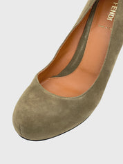 Fendi Suede Zucca Heel Plateau Pump EU 38 Grün