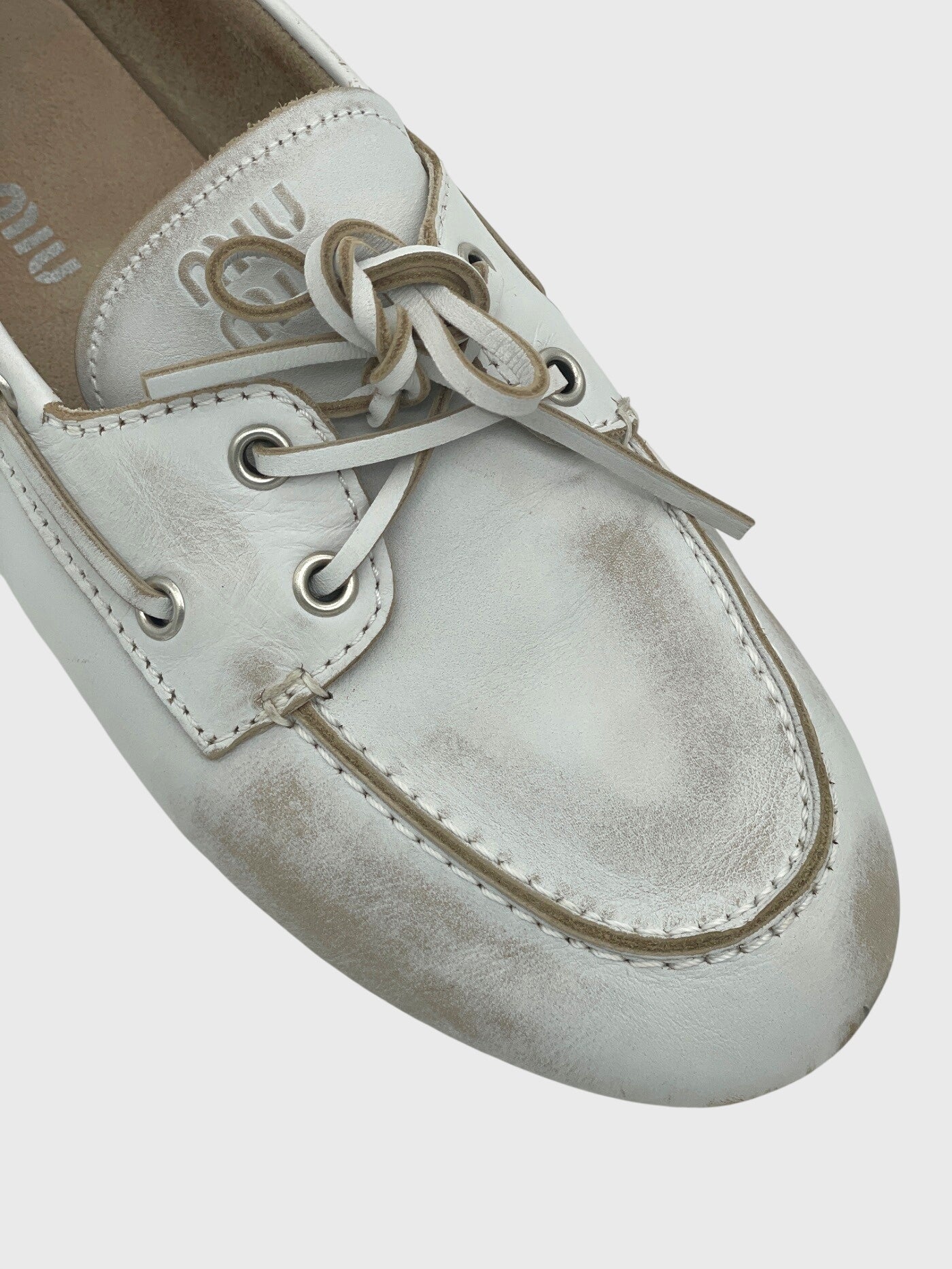 Miu Miu Boat Mokassin EU 40 Weiß