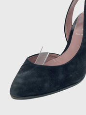 Miu Miu Suede Pointed-Toe Slingback EU 36.5 Schwarz