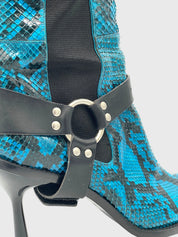 Dolce & Gabbana Python Harness Stiefel EU 39.5 Blau