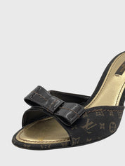 Louis Vuitton Monogram Mini Lin Mule Pump EU 38.5 Braun