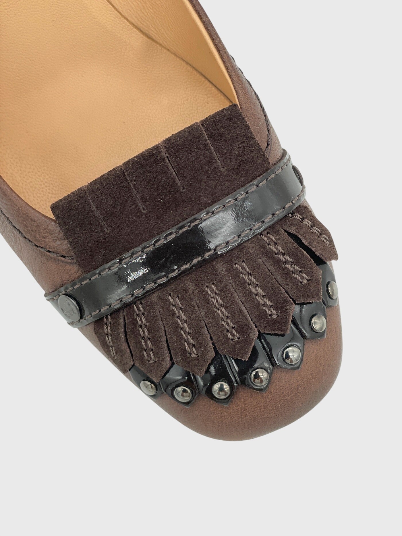 Tod's Fringed Studded Pump EU 38 Braun