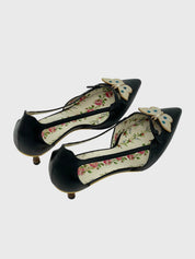 Gucci Butterfly Bamboo Kitten Heel EU 37.5 Schwarz