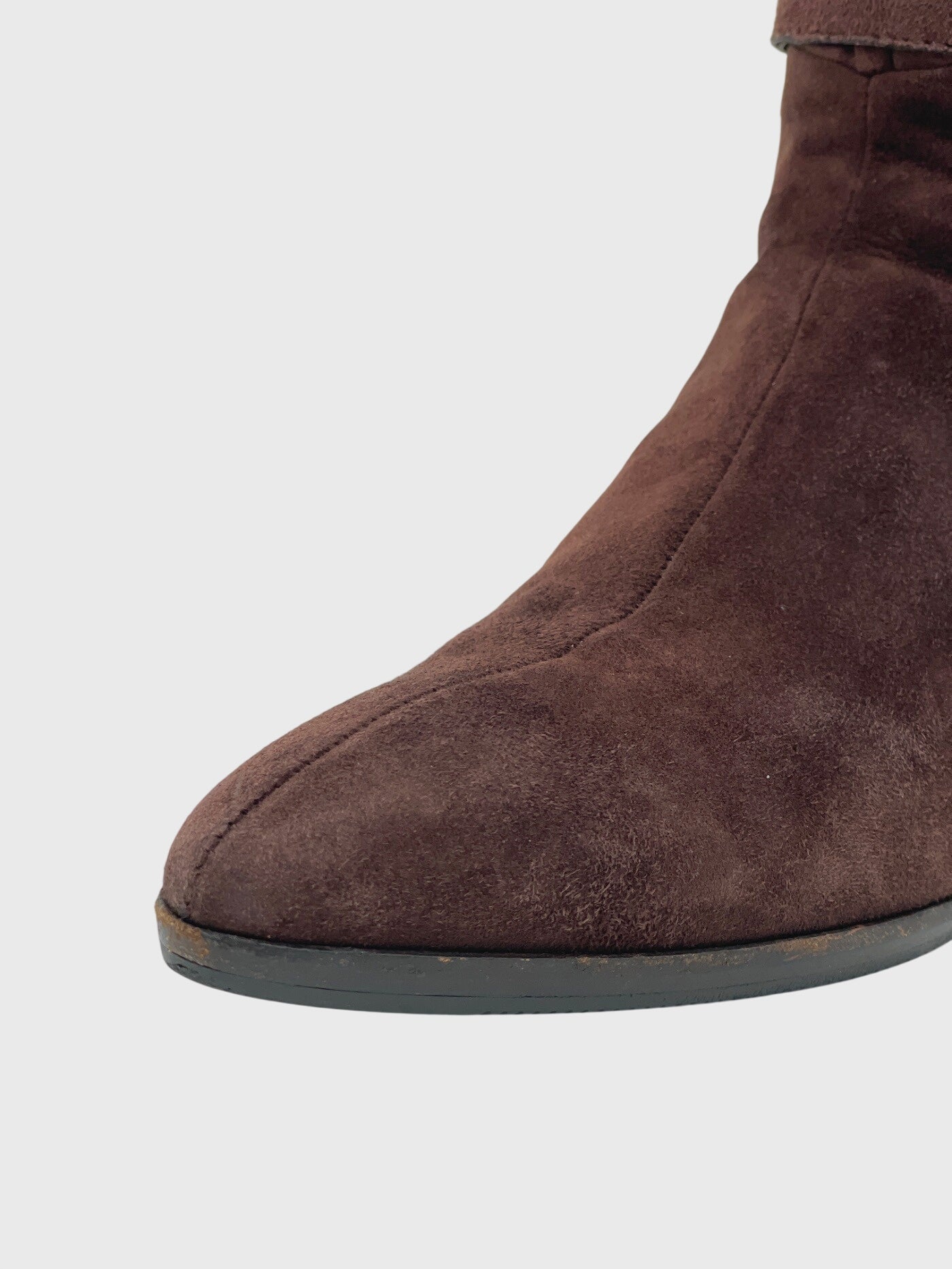 Prada Ruched Suede Buckle Stiefel EU 36.5 Braun