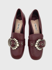 Miu Miu Pearl Buckle Pump EU 38.5 Rot