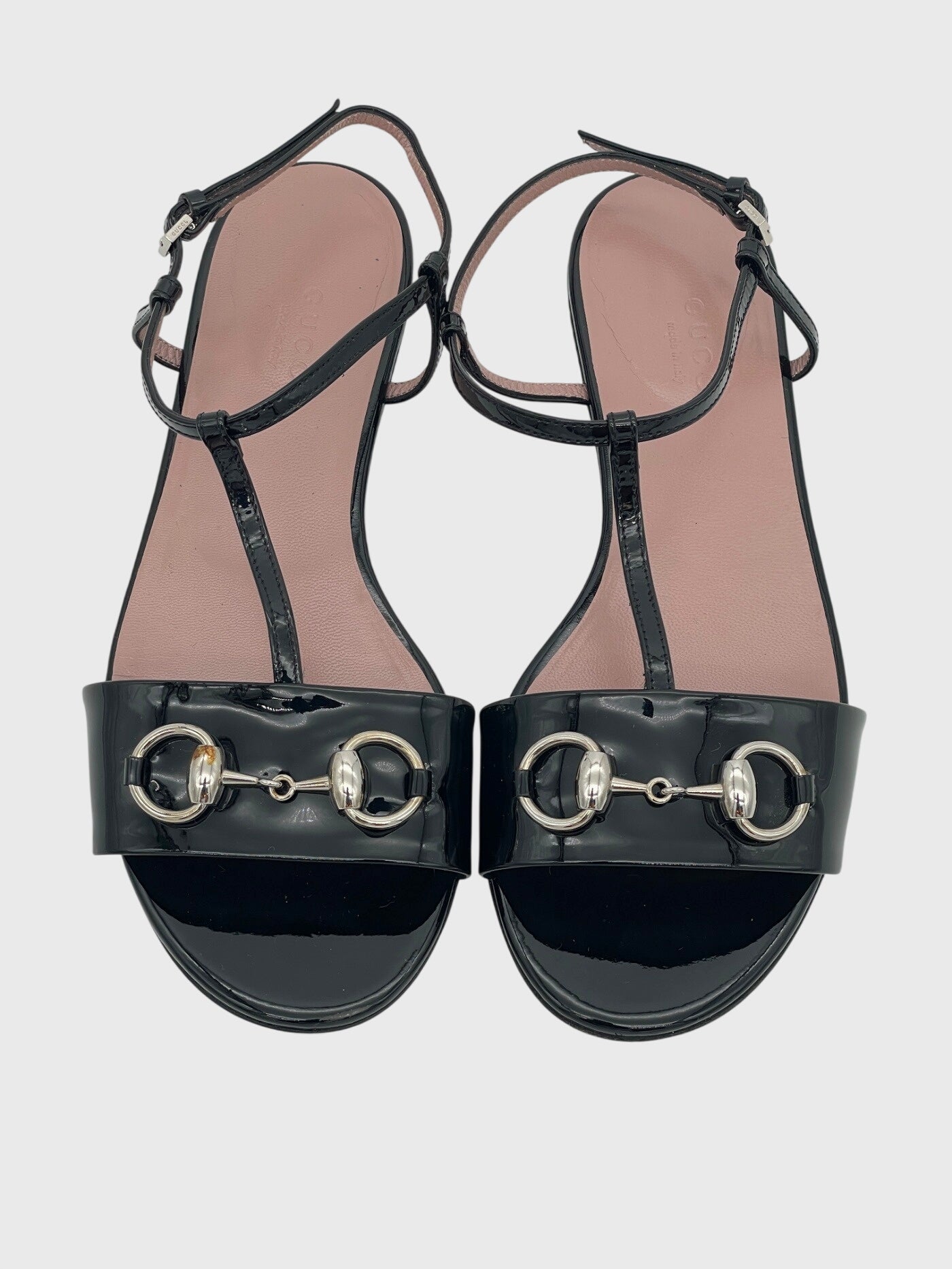 Gucci Horsebit T-Strap Flache Sandale EU 36 Schwarz