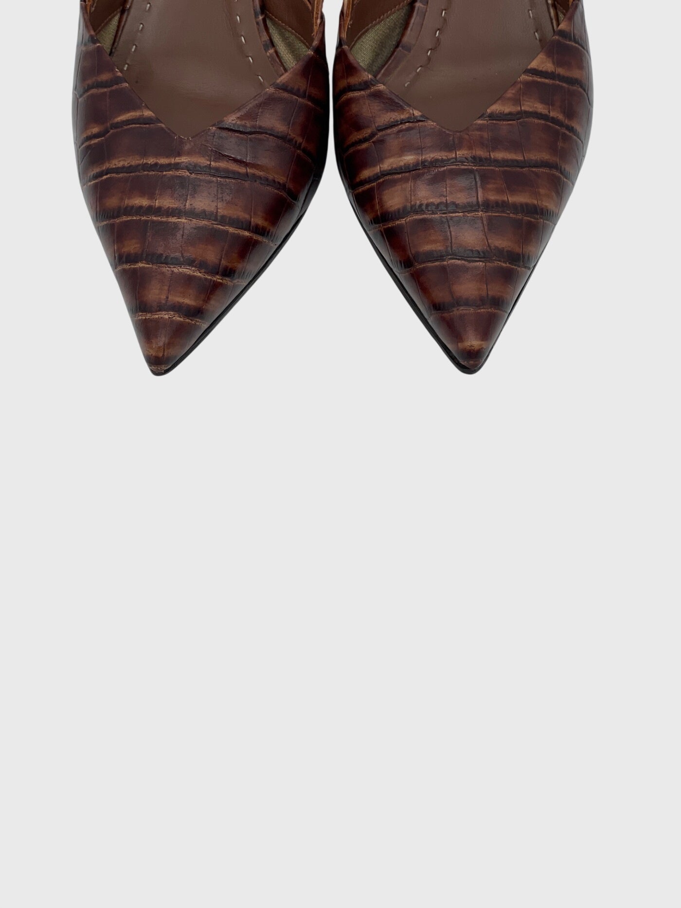Max Mara Croc-Effect Slingback EU 39 Braun