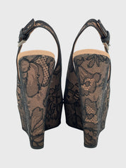 Alaïa Lace Wedge Slingback EU 36 Mehrfarbig