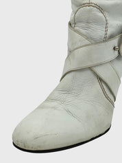 Bally Slouch Buckle Stiefel EU 38.5 Weiß