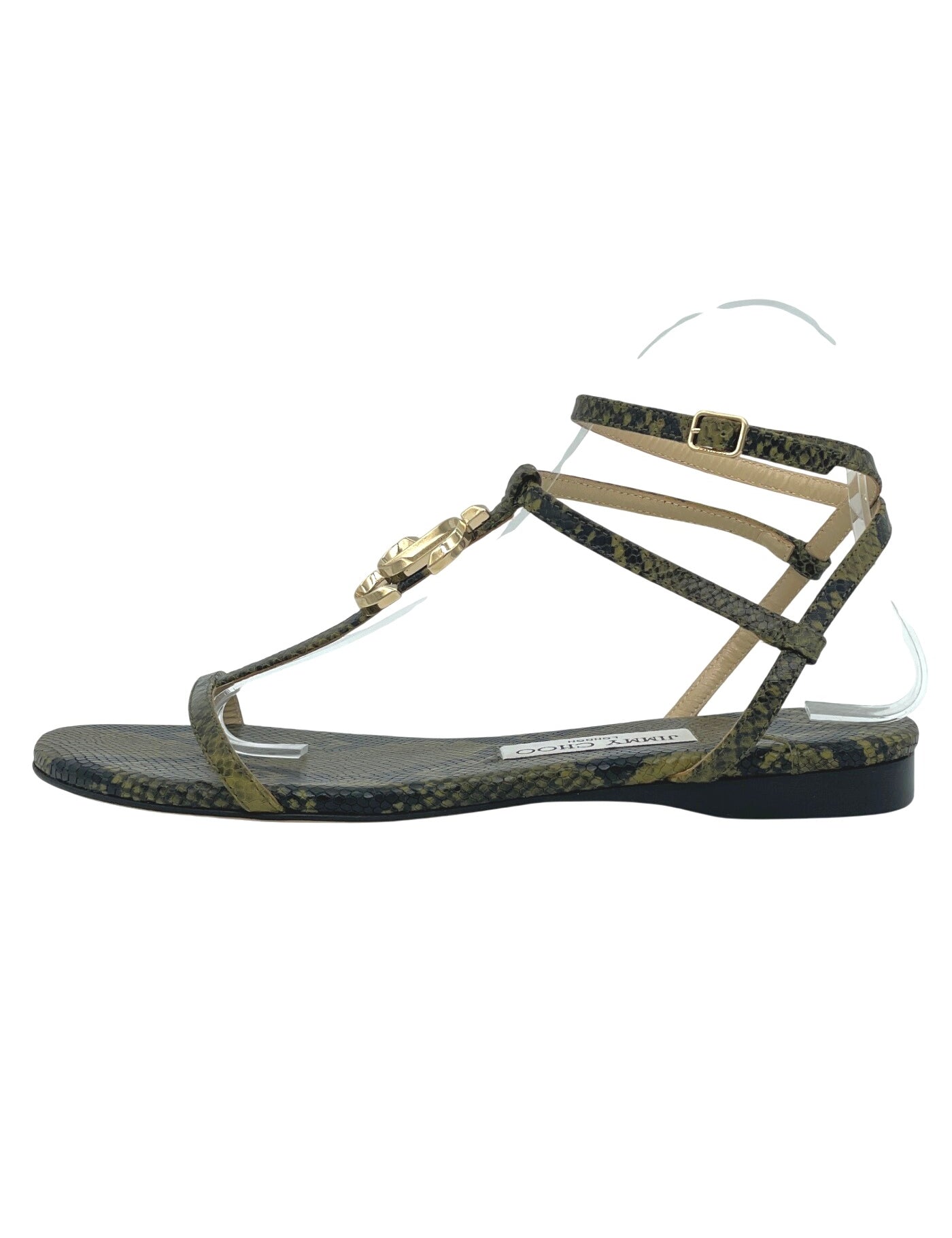 Jimmy Choo Snake Alodie Flache Sandale EU 39 Grün