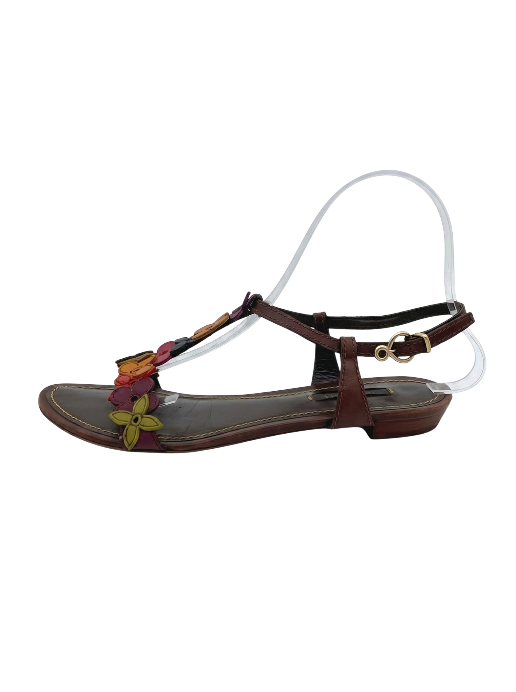 Louis Vuitton Aubepine Floral  Flache Sandale EU 37 Mehrfarbig