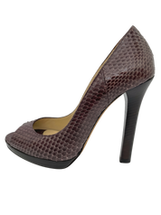 Jimmy Choo  Python Leather Peep-Toe Plateau Pump EU 36.5 Braun