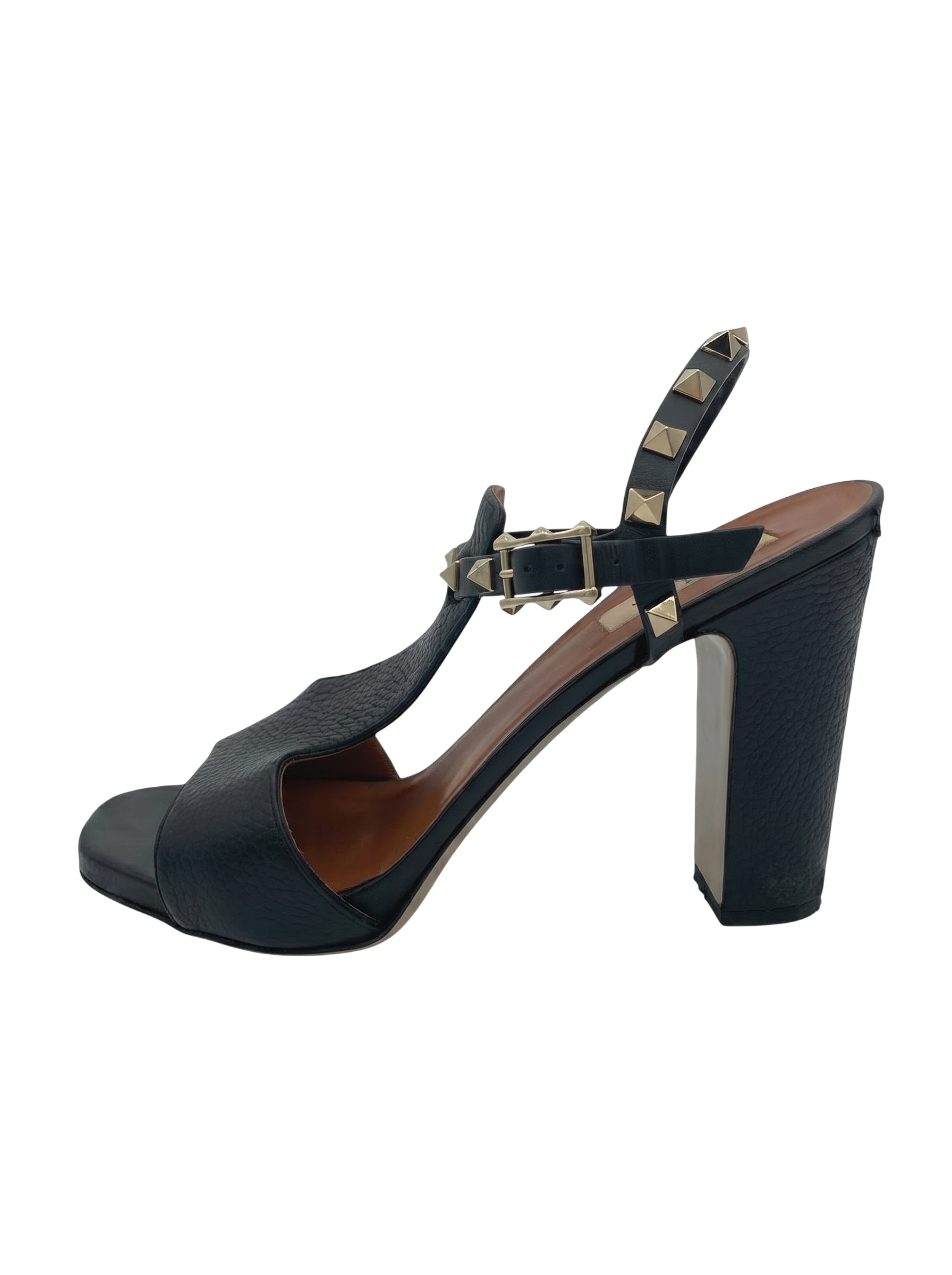 Valentino Rockstud Blockheel Sandale mit Absatz EU 39 Schwarz