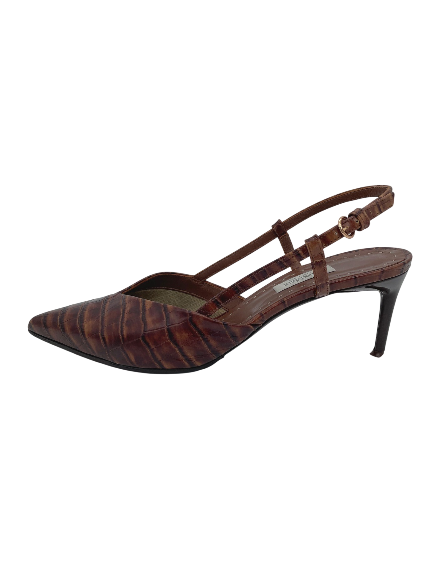 Max Mara Croc-Effect Slingback EU 39 Braun