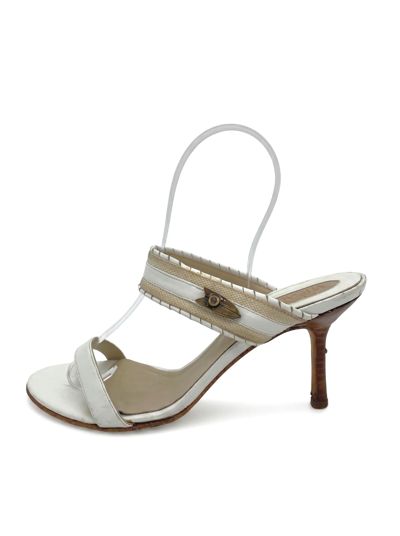 Versace Medusa Sandale mit Absatz EU 37 Weiß