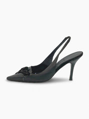 Bally Pointed Toe Bow Slingback EU 38 Schwarz
