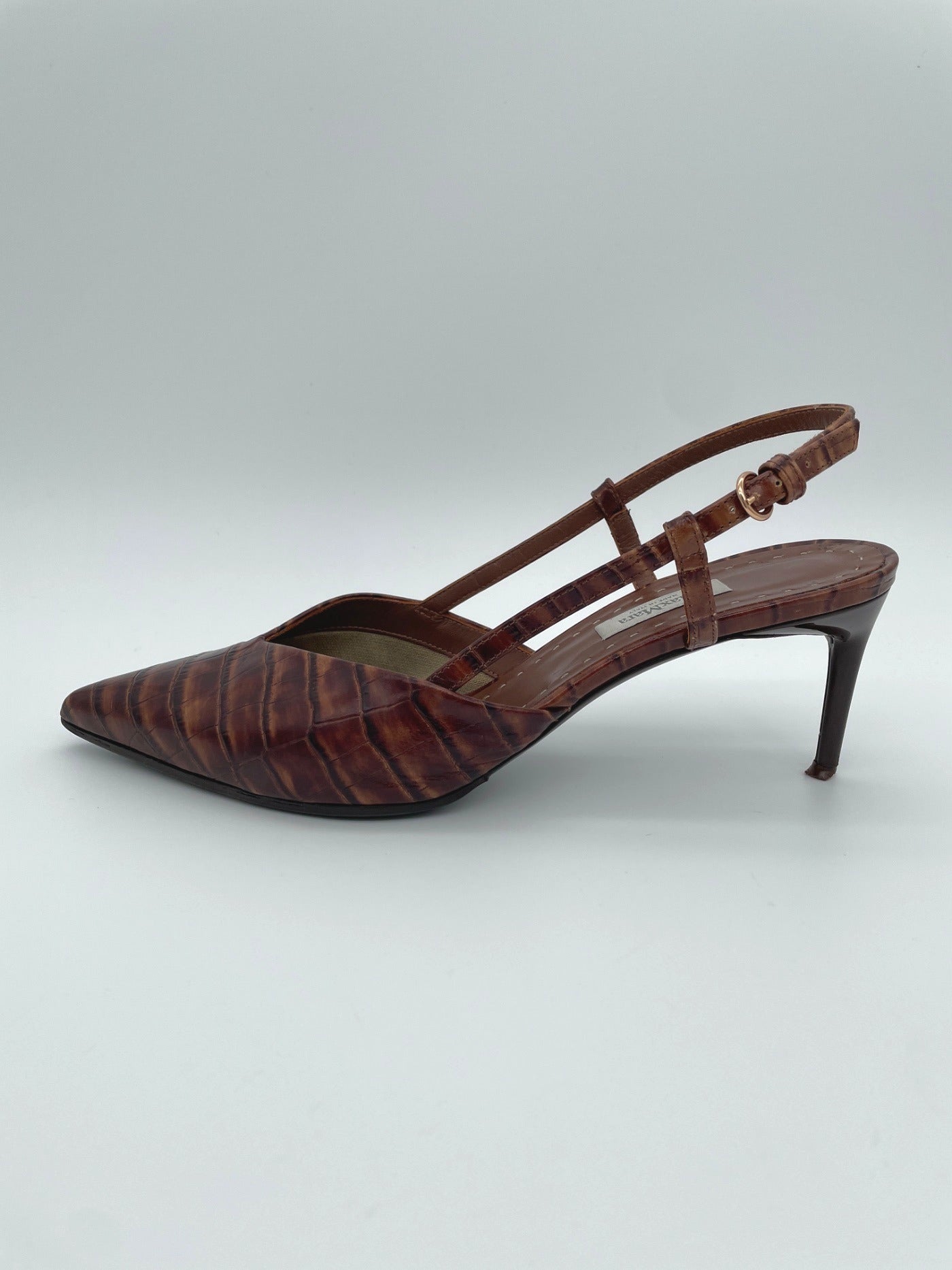 Max Mara Croc-Effect Slingback EU 39 Braun