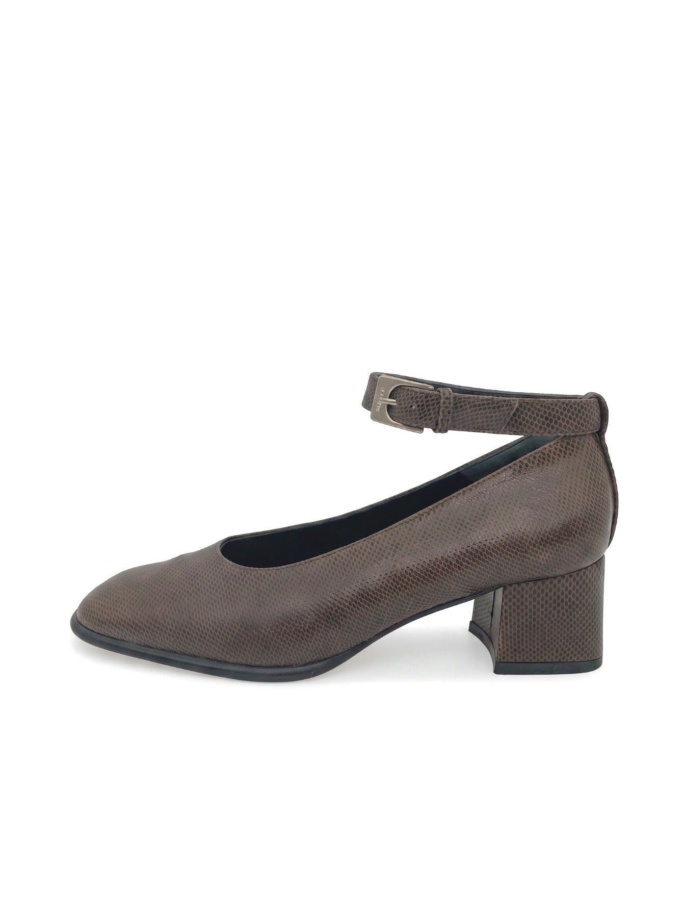 Bally Embossed Leather Ankle Strap Pump EU 37 Braun