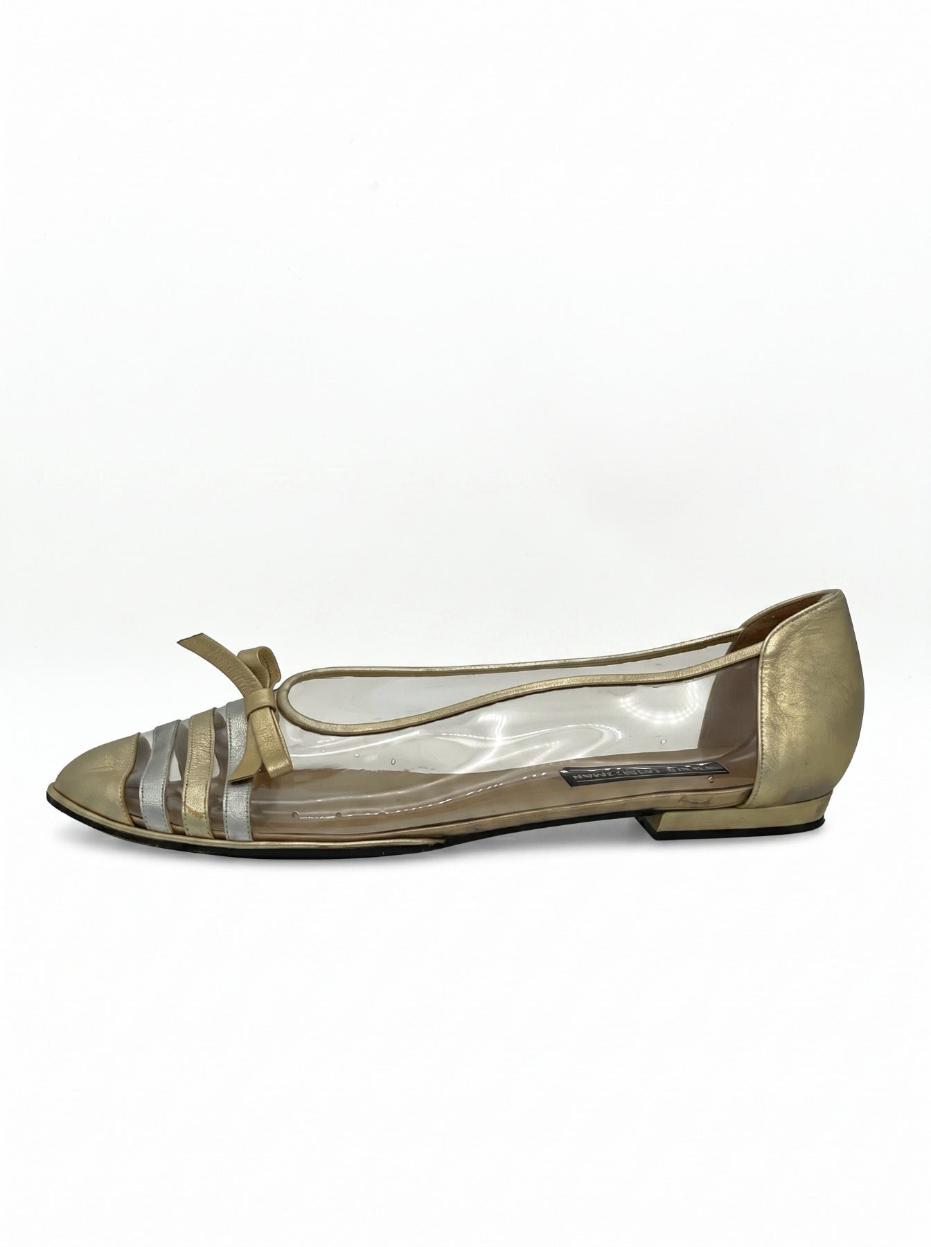 Stuart Weitzman Metallic Striped Clear Ballerina EU 42.5 Mehrfarbig