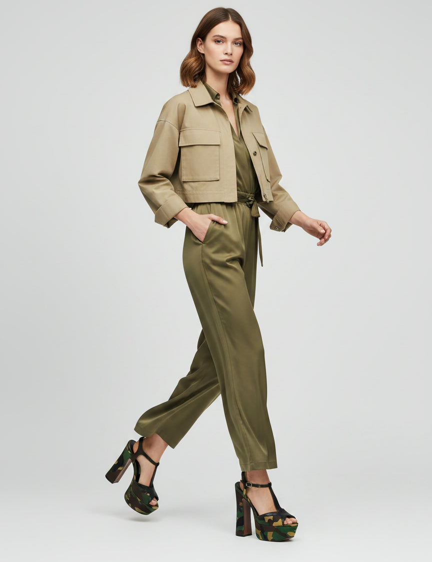 L'Autre Chose Camouflage T-Strap Platform Sandale mit Absatz EU 35 Mehrfarbig