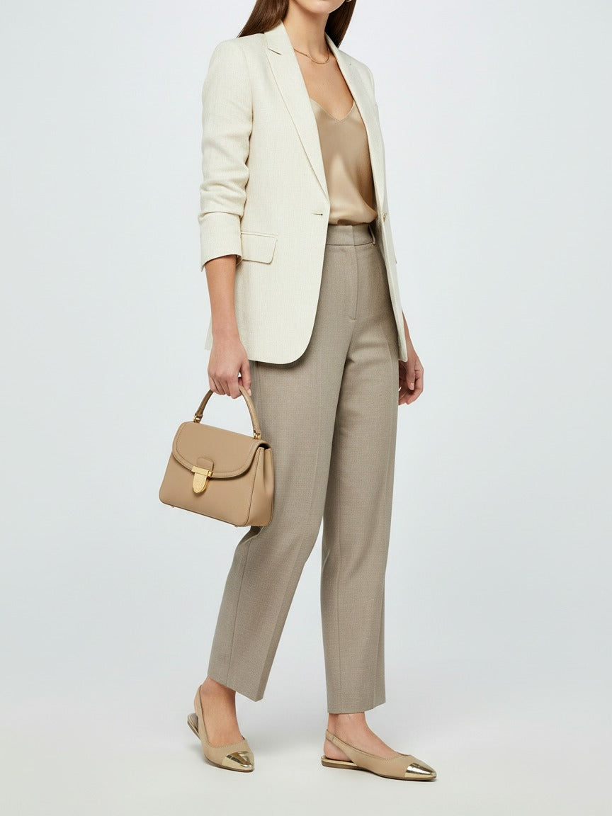 Prada Cap-Toe Slingback Ballerina EU 37 Beige - Image 2