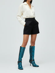 Dolce & Gabbana Python Harness Stiefel EU 39.5 Blau