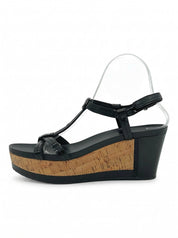 Prada Cork Wedge Sandale mit Absatz EU 38.5 Schwarz