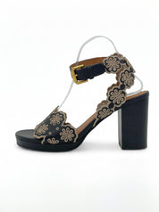 See by Chloe Kaddy Flower Embroidered Sandale mit Absatz EU 40 Schwarz