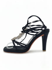 Valentino Garavani Snake Embellished Wrap Sandale mit Absatz EU 35.5 Schwarz