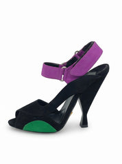 Prada Suede Colorblock Ankle Strap Plateau Pump EU 39 Mehrfarbig
