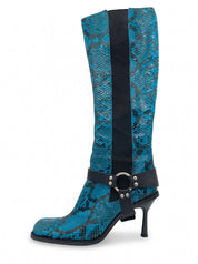 Dolce & Gabbana Python Harness Stiefel EU 39.5 Blau