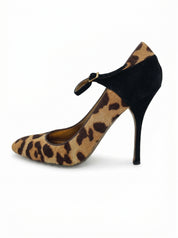 Roberto Cavalli Shoes Leopard Print Pony Hair Mary Jane Pump EU 39.5 Mehrfarbig