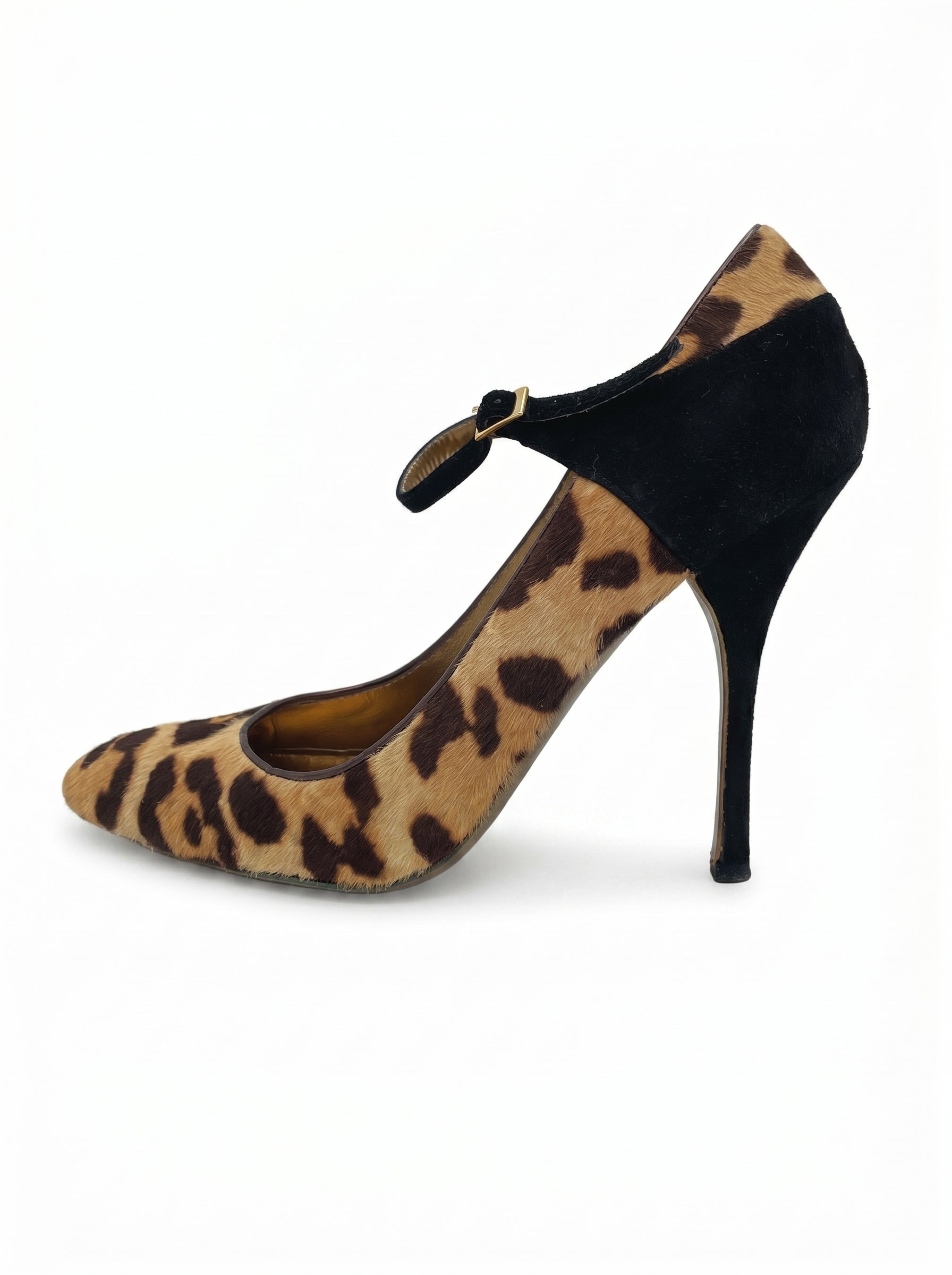 Roberto Cavalli Shoes Leopard Print Pony Hair Mary Jane Pump EU 39.5 Mehrfarbig
