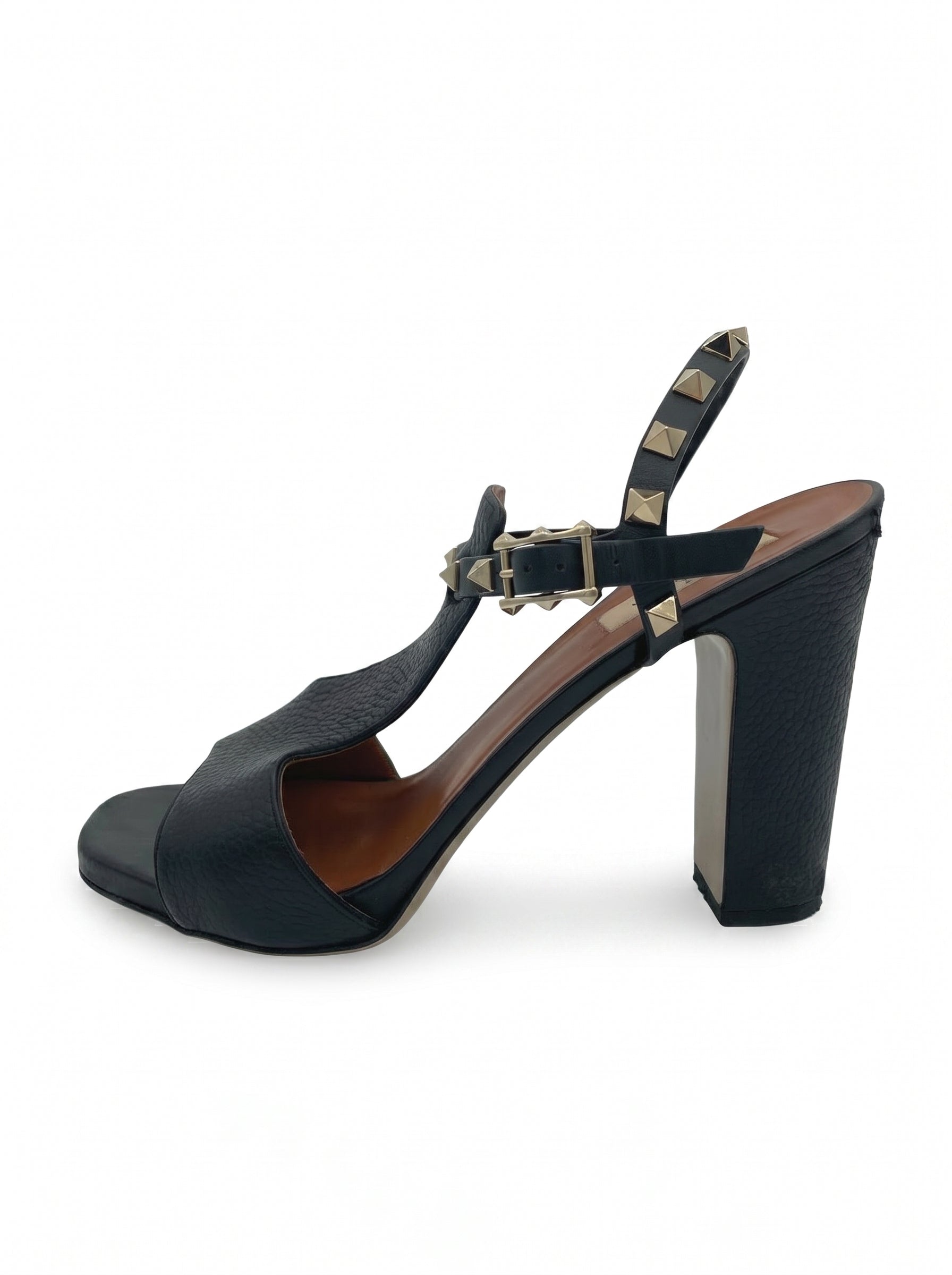 Valentino Rockstud Blockheel Sandale mit Absatz EU 39 Schwarz