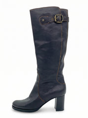 Emporio Armani Buckle Detail Grained Stiefel EU 38 Braun