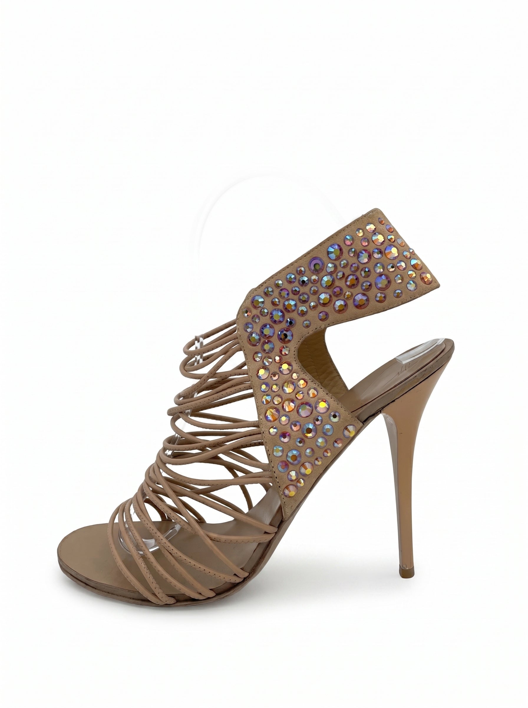 Giuseppe Zanotti Crystal Strappy  Sandale mit Absatz EU 37 Beige