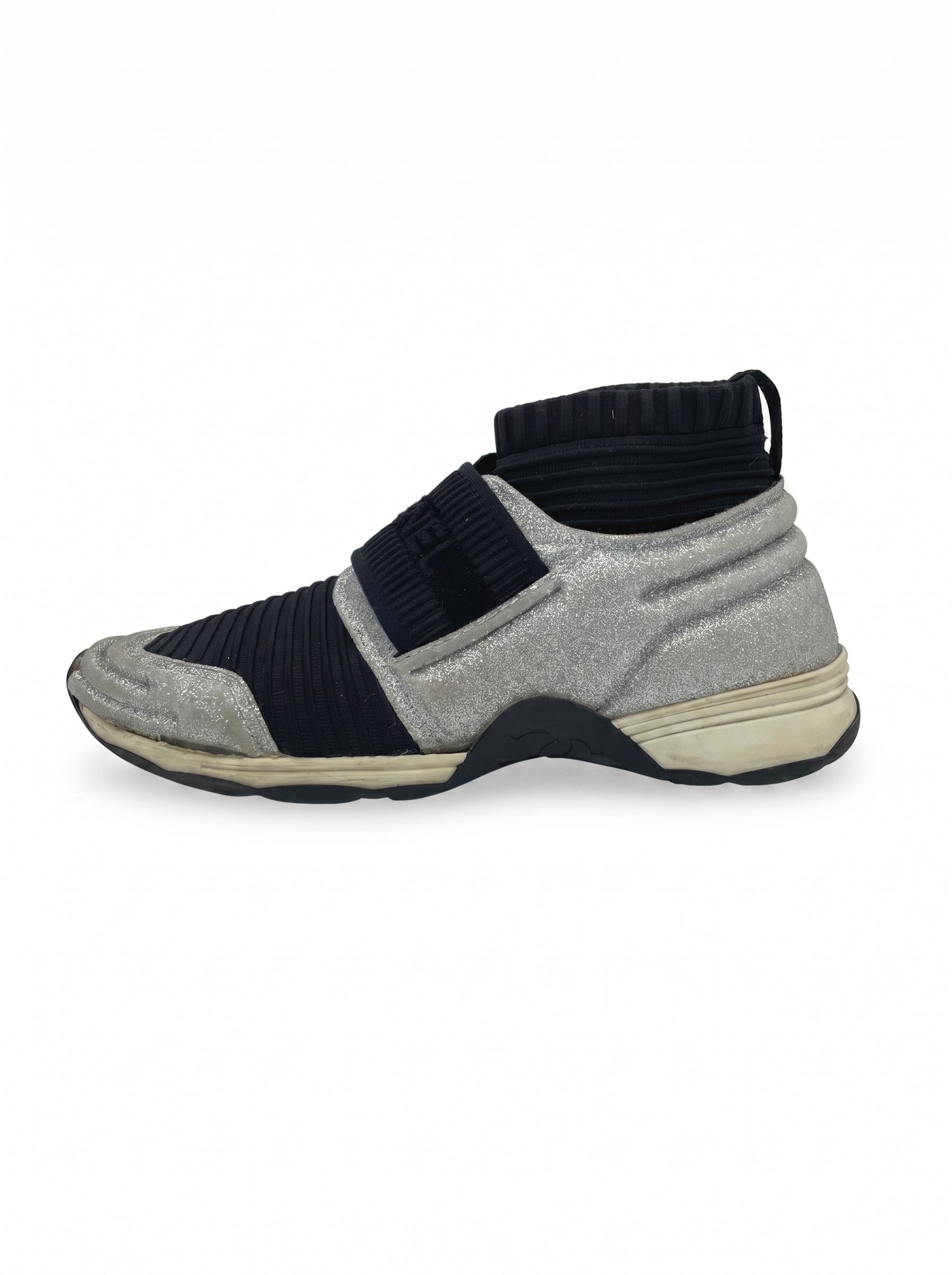 Chanel Glitter Knit Sock High Top Sneaker EU 38 Mehrfarbig