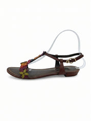 Louis Vuitton Aubepine Floral  Flache Sandale EU 37 Mehrfarbig