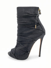 Dsquared2 Shoes Glitter Lace-Up Open Toe Pump EU 39 Schwarz