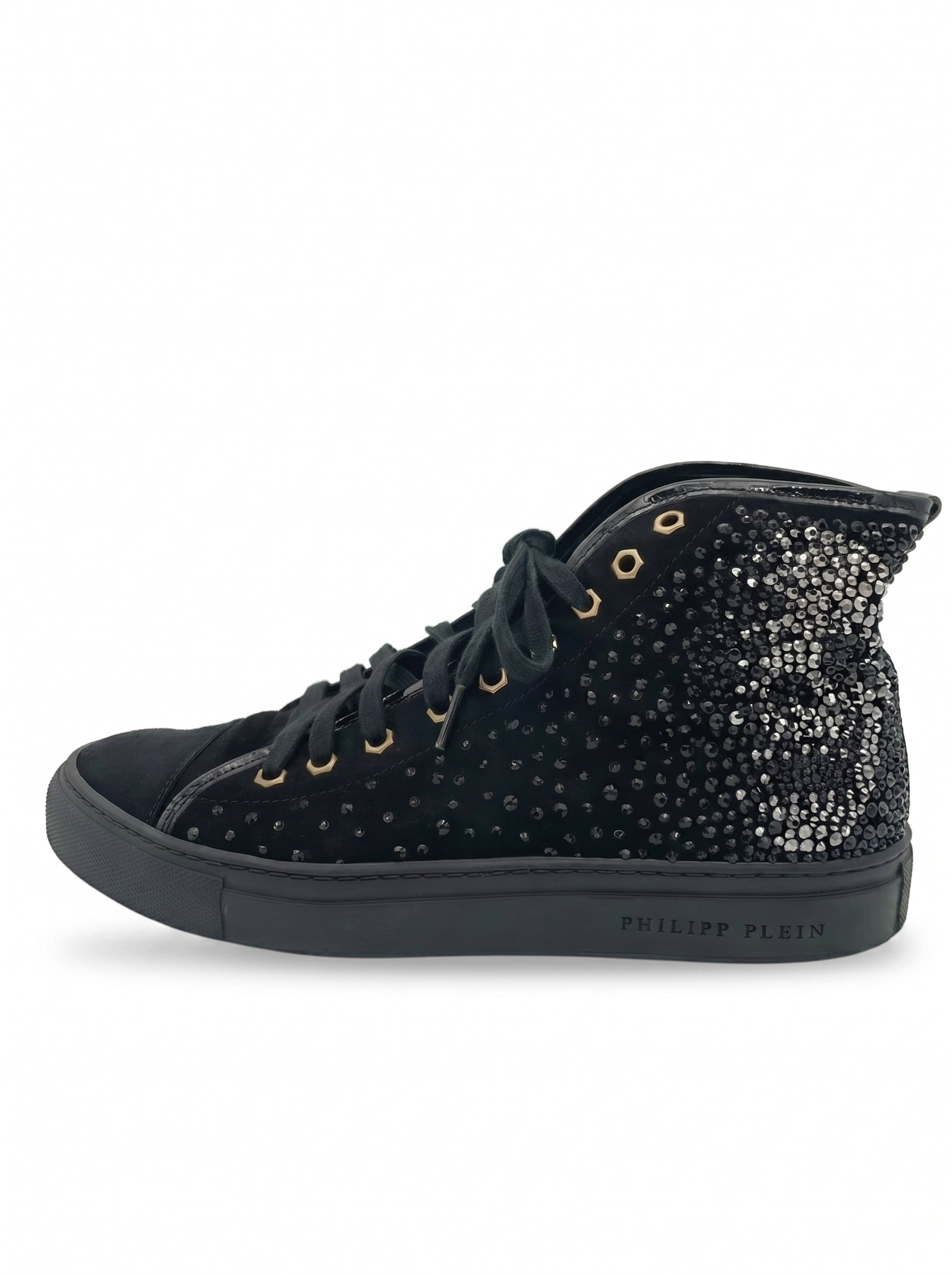 Philipp Plein Skull Crystal High Top Sneaker EU 39 Schwarz